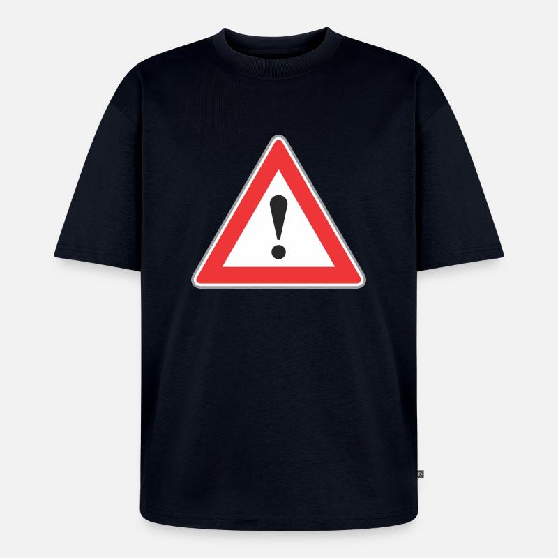 Point Road Sign d'exclamation - T-shirt Premium bio oversize Unisexe - bleu marine