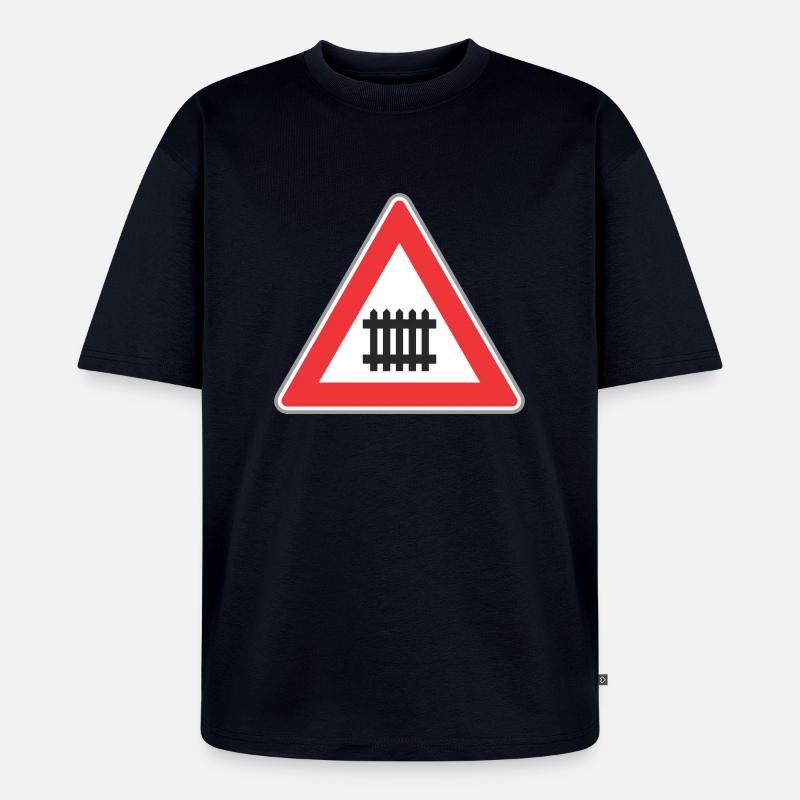 Road sign train way - Unisex Premium Oversized Organic T-Shirt - navy