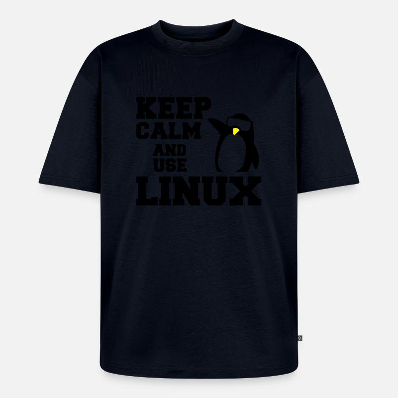 Ruhe bewahren Verwendung linux - Unisex Premium Oversized Bio T-Shirt - Navy