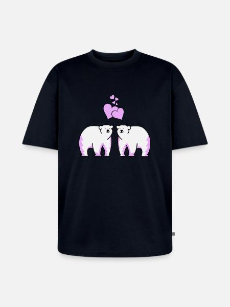 Eisbären verliebt - Unisex Premium Oversized Bio T-Shirt - Navy