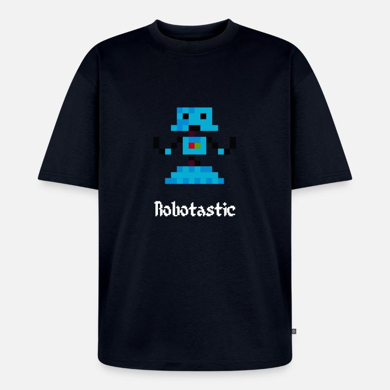 Robot 8 bits (Robotastic) - T-shirt Premium bio oversize Unisexe - bleu marine