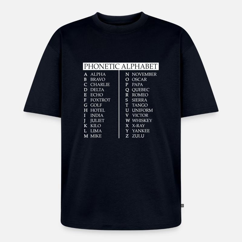 Phonetisches Alphabet - Unisex Premium Oversized Bio T-Shirt - Navy