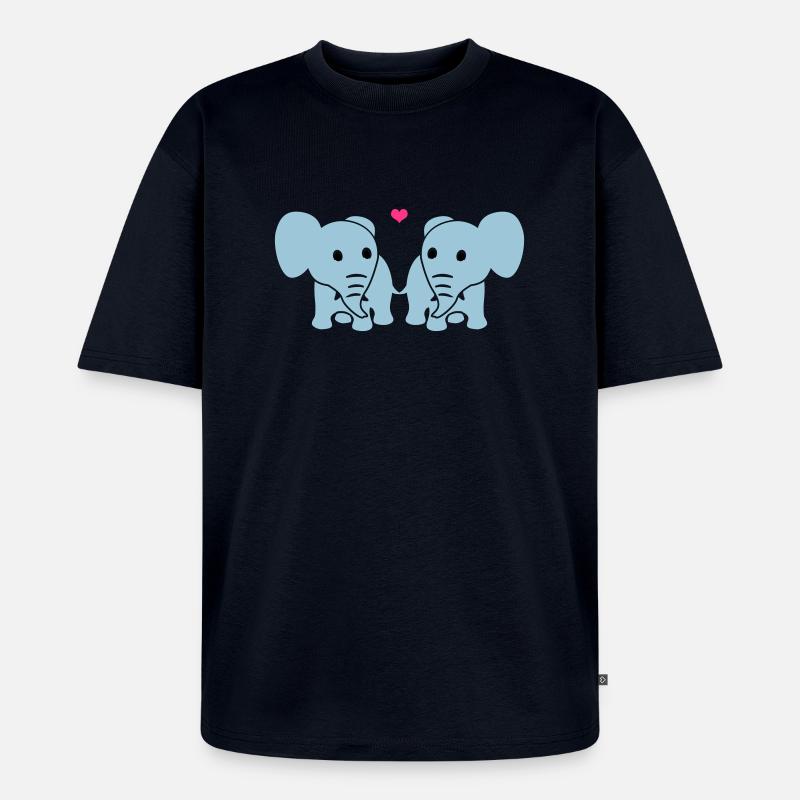 Les éléphants dans l'amour - T-shirt Premium bio oversize Unisexe - bleu marine