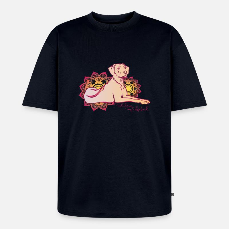 Rhodesian Ridgeback Oriental - Unisex Premium Oversized Bio T-Shirt - Navy