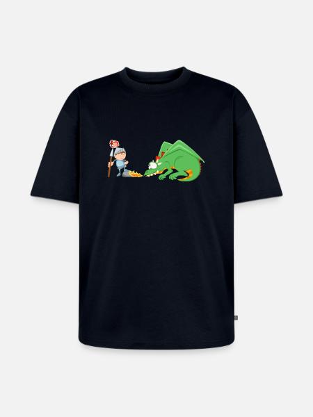 Ritter und Drache - Unisex Premium Oversized Bio T-Shirt - Navy