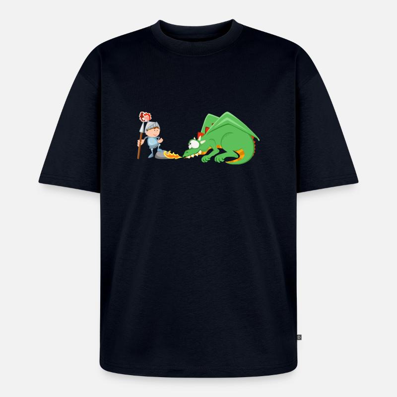 Ritter und Drache - Unisex Premium Oversized Bio T-Shirt - Navy