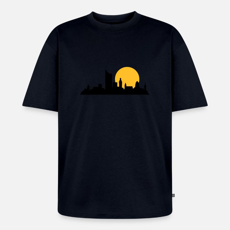leipzig skyline - Unisex Premium Oversized Bio T-Shirt - Navy