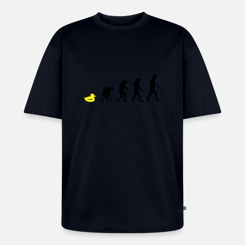 quietsche entchen evolution - Unisex Premium Oversized Bio T-Shirt - Navy