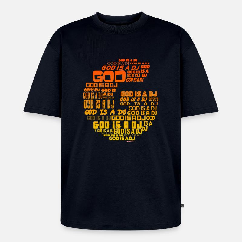 God is a DJ - Unisex Premium Oversized Bio T-Shirt - Navy