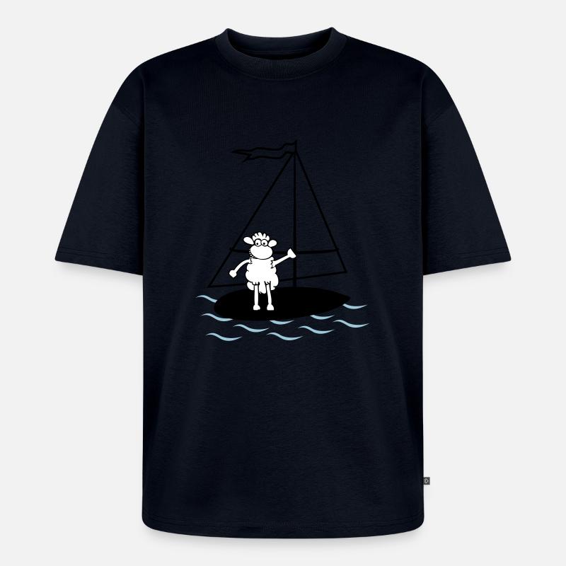 surfendes Schaf - Unisex Premium Oversized Bio T-Shirt - Navy