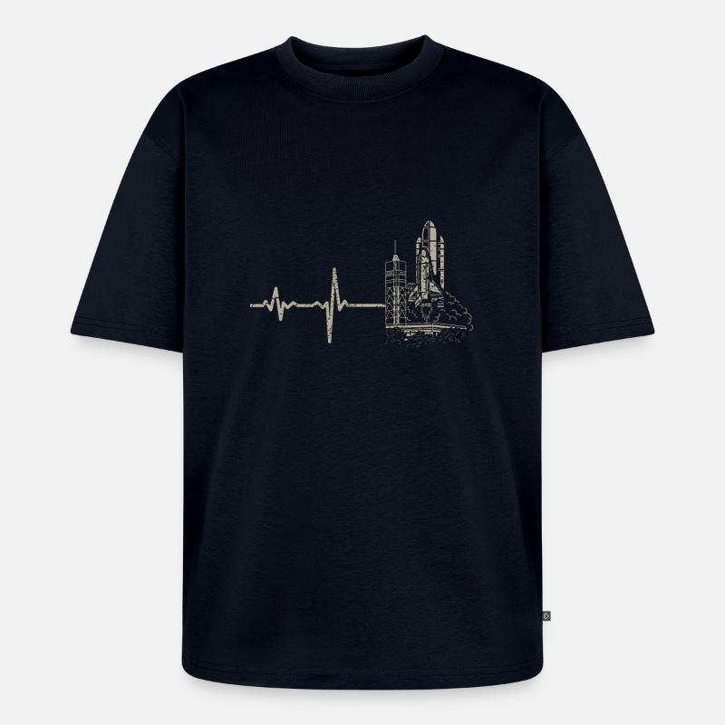 Geschenk Heartbeat Raumfahrt - Unisex Premium Oversized Bio T-Shirt - Navy
