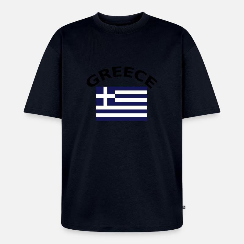 Grèce, Grèce, drapeau, drapeau - T-shirt Premium bio oversize Unisexe - bleu marine