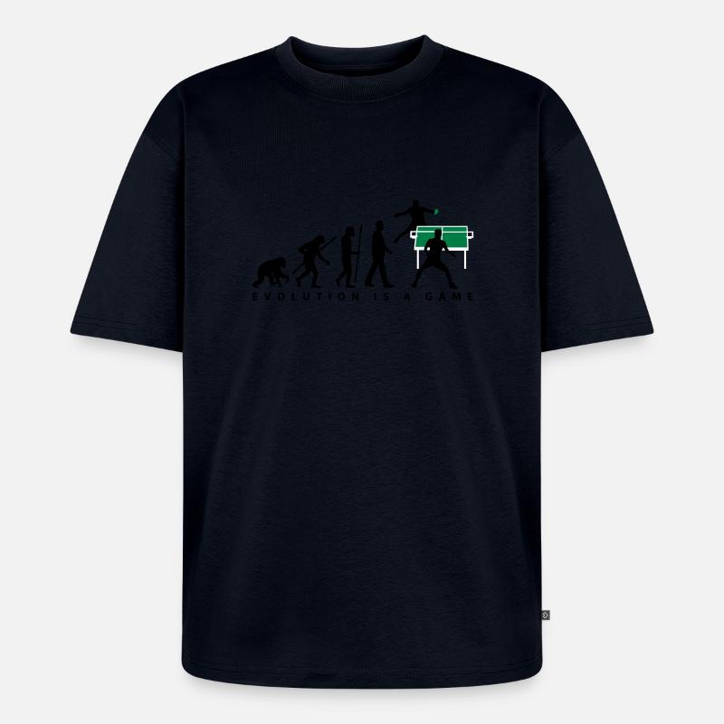evolution_tischtennisspieler_102012_a_3c - Unisex Premium Oversized Bio T-Shirt - Navy