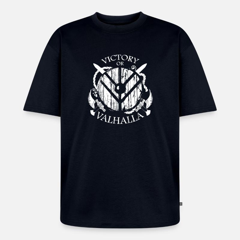 Wikinger oder Valhalla - Unisex Premium Oversized Bio T-Shirt - Navy
