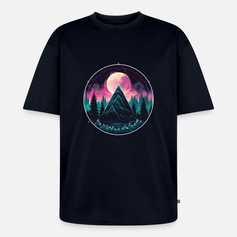 Synthwave Triangles - Unisex Premium Oversized Bio T-Shirt - Navy