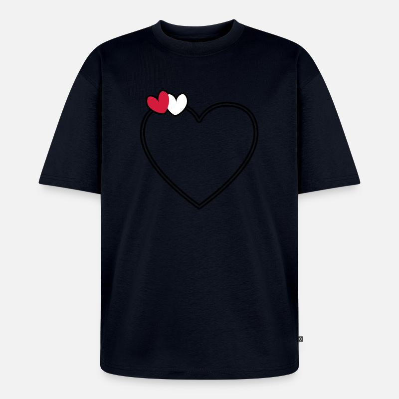 2 Herzen Herz Rahmen - Unisex Premium Oversized Bio T-Shirt - Navy