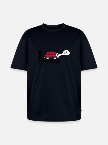 I Love Turtles - Unisex Premium Oversized Bio T-Shirt - Navy