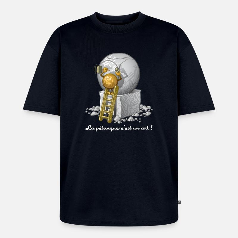 Pétanque ist eine Kunst - Unisex Premium Oversized Bio T-Shirt - Navy