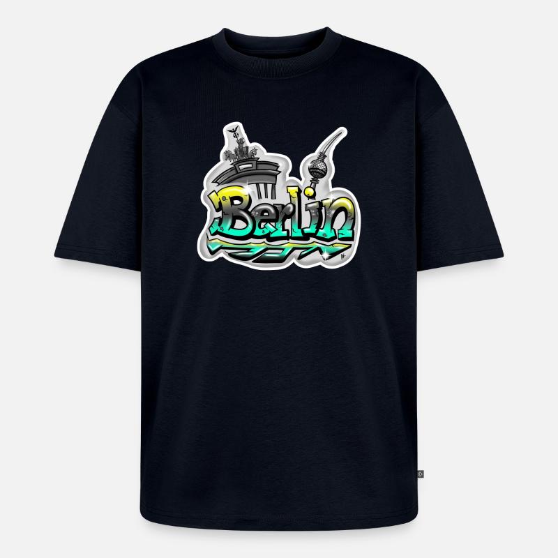 Berlin Schriftzug Graffiti - Unisex Premium Oversized Bio T-Shirt - Navy
