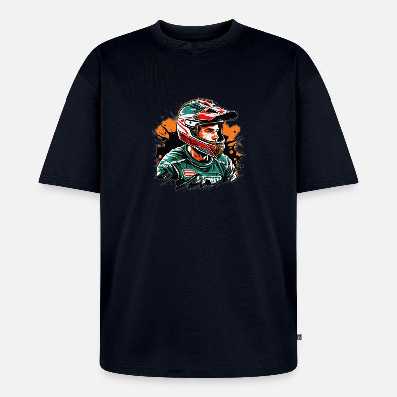 Rennfahrer Farbexplosion - Unisex Premium Oversized Bio T-Shirt - Navy