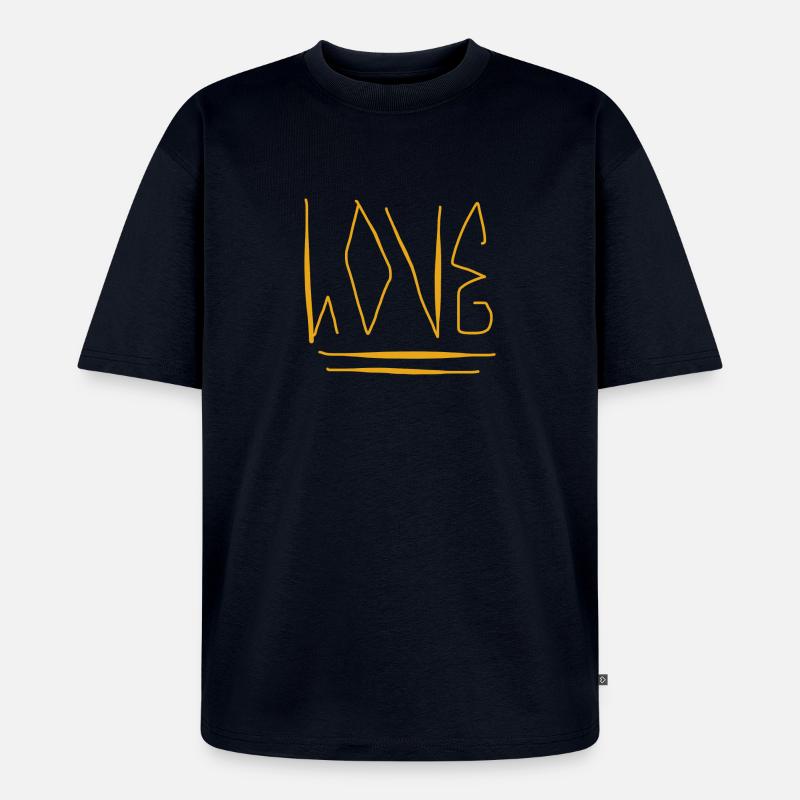 Kapuzenpullover mit Aufschrift Love - Unisex Premium Oversized Bio T-Shirt - Navy
