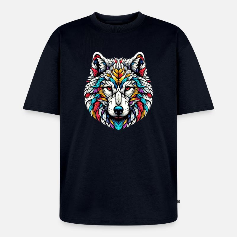 Wolf - Unisex Premium Oversized Bio T-Shirt - Navy