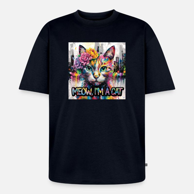 Kunstvolle Katze Version 2 - Unisex Premium Oversized Bio T-Shirt - Navy