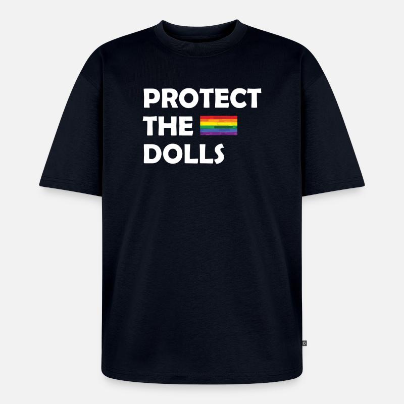 PROTECT THE DOLLS flag small - Unisex Premium Oversized Bio T-Shirt - Navy