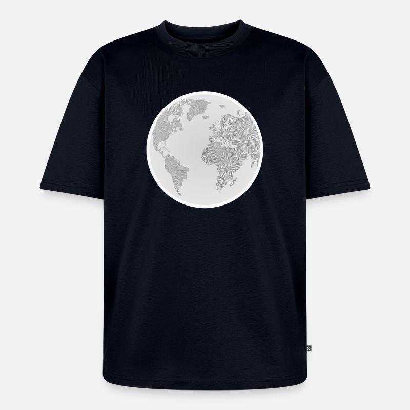 Conception géométrique du globe - T-shirt Premium bio oversize Unisexe - bleu marine