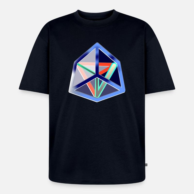Geometrischer Move (Icy Cube) - Unisex Premium Oversized Bio T-Shirt - Navy