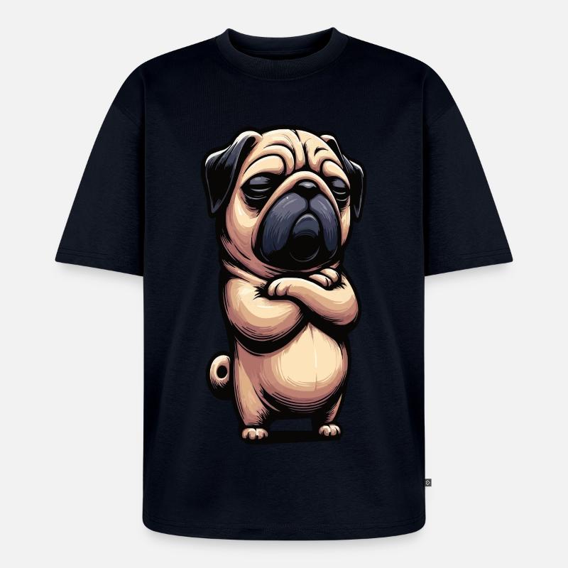 Mops Möpse Mopsbesitzer Mopsliebhaber Mopshalter - Unisex Premium Oversized Bio T-Shirt - Navy