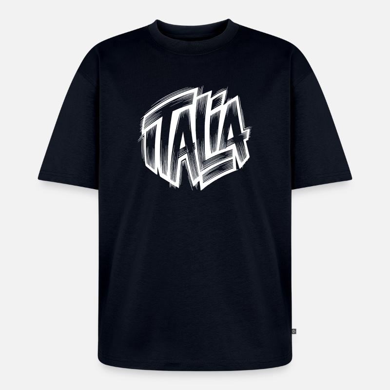 Italia Graffiti Pinselbuchstaben Stil - Unisex Premium Oversized Bio T-Shirt - Navy