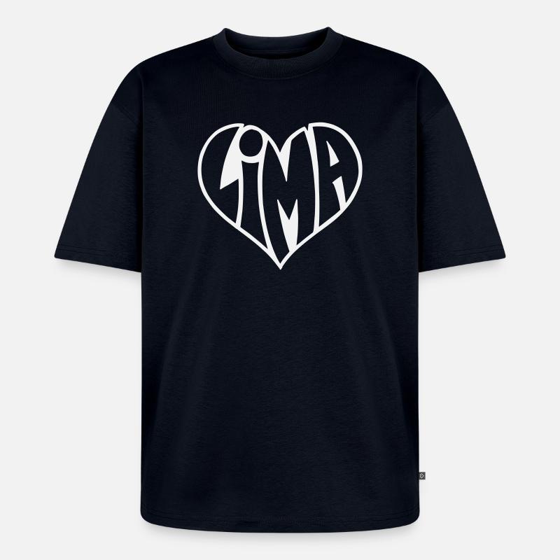 Lima Herz Typo - Unisex Premium Oversized Bio T-Shirt - Navy