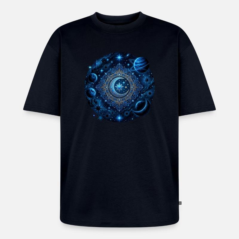 Planètes spatiales Galaxies Étoiles Lunes - T-shirt Premium bio oversize Unisexe - bleu marine