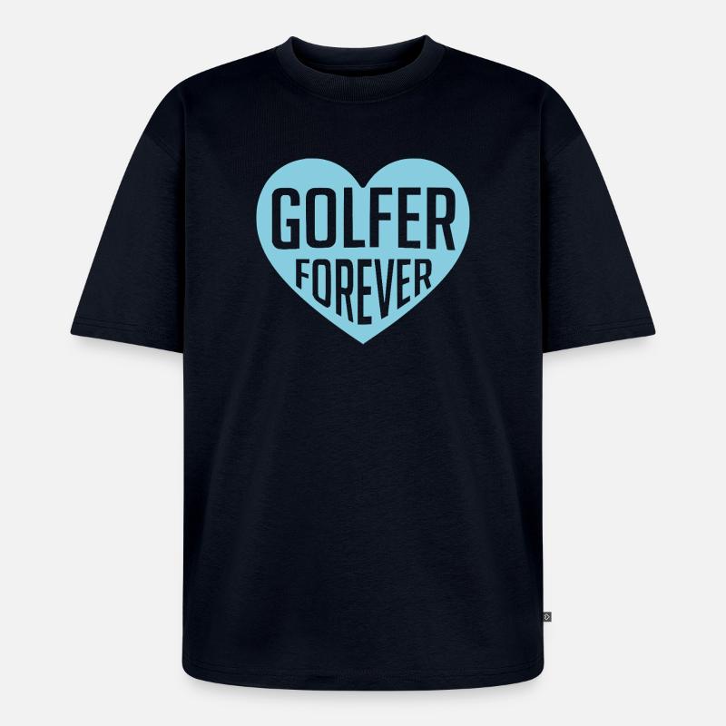 Golfer Forever Herzdesign - Unisex Premium Oversized Bio T-Shirt - Navy