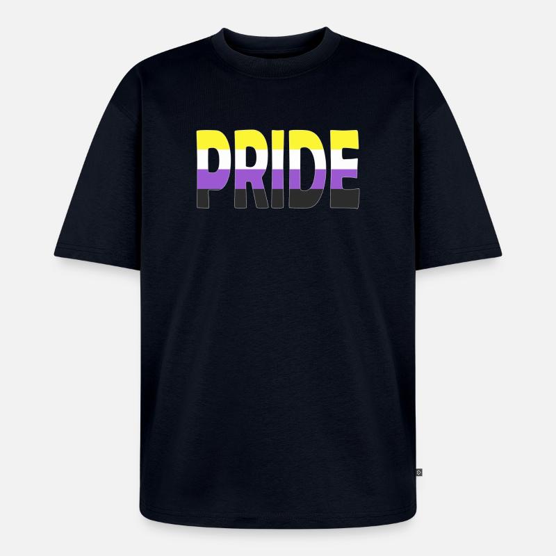 Pride Schriftzug Non-Binary Nichtbinär LGBTQ - Unisex Premium Oversized Bio T-Shirt - Navy