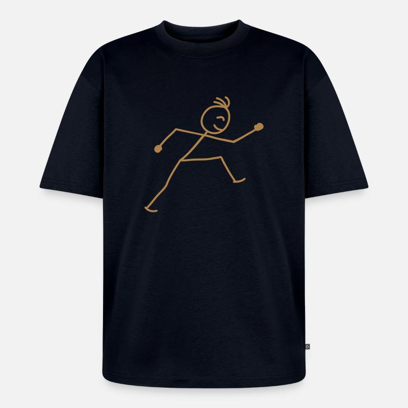 walking_stick_figure_1c - Unisex Premium Oversized Bio T-Shirt - Navy
