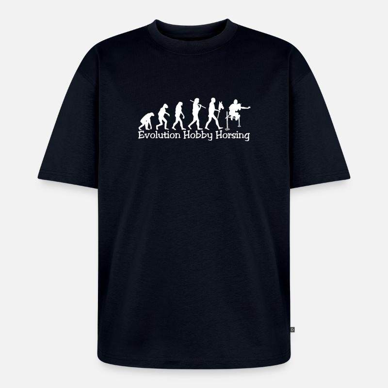 Evolution Hobby Horsing (white) - Unisex Premium Oversized Organic T-Shirt - navy