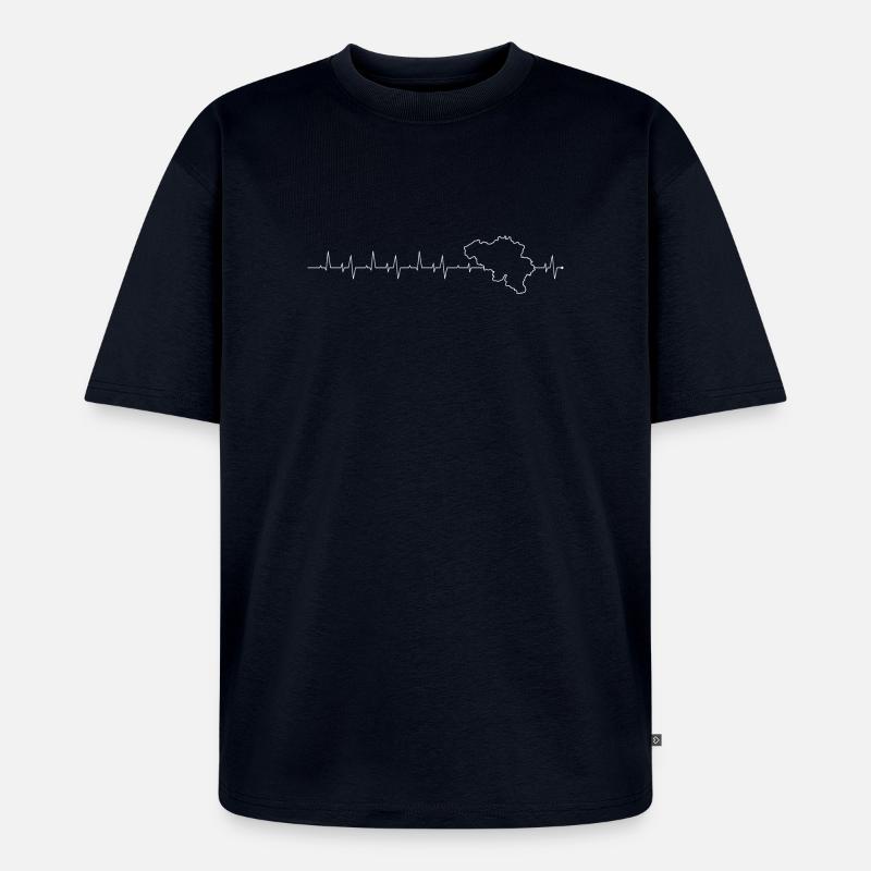 Herzschlag-Karten-Silhouette - Unisex Premium Oversized Bio T-Shirt - Navy