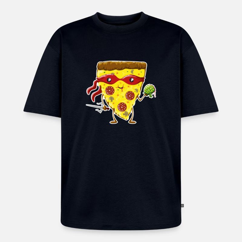 Ninja Pizza eats turtle - Unisex Premium Oversized Organic T-Shirt - navy