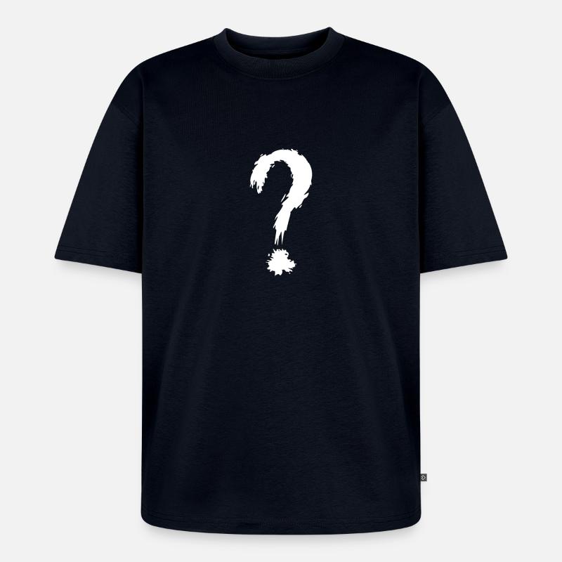 Fragezeichen weiß - Unisex Premium Oversized Bio T-Shirt - Navy