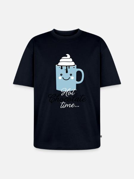 Funny cute mug with i love hot chocolate with - Unisex Premium Oversized Organic T-Shirt - navy