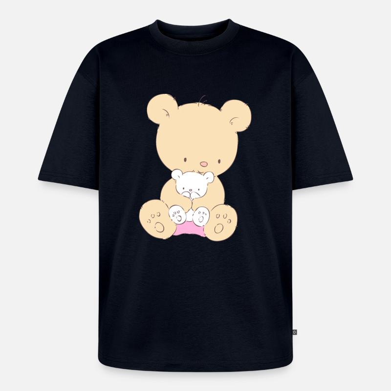 Bear with Teddy Bear - Unisex Premium Oversized Organic T-Shirt - navy