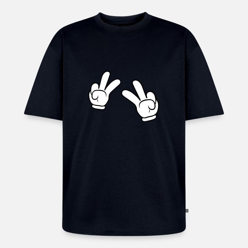 Comic Hands Peace Sign - T-shirt Premium bio oversize Unisexe - bleu marine