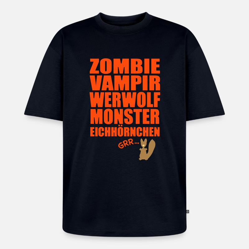 Monster Eichhörnchen - Unisex Premium Oversized Bio T-Shirt - Navy