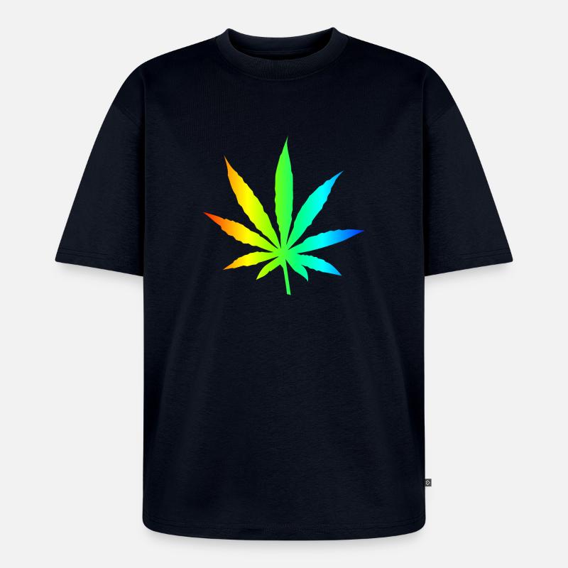 Marihuana-Blatt-Regenbogen - Unisex Premium Oversized Bio T-Shirt - Navy