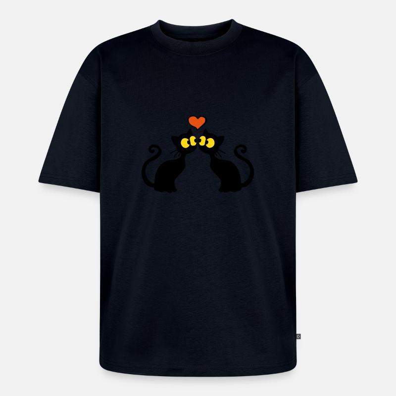 Chats dans l'amour - T-shirt Premium bio oversize Unisexe - bleu marine