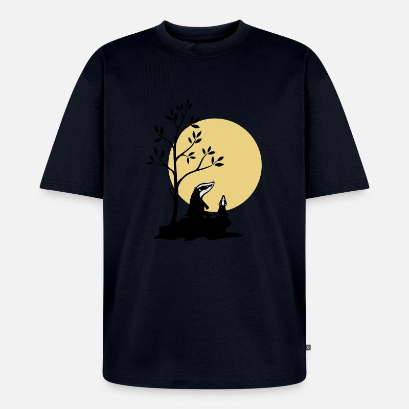 Dachs im Mondlicht - Unisex Premium Oversized Bio T-Shirt - Navy