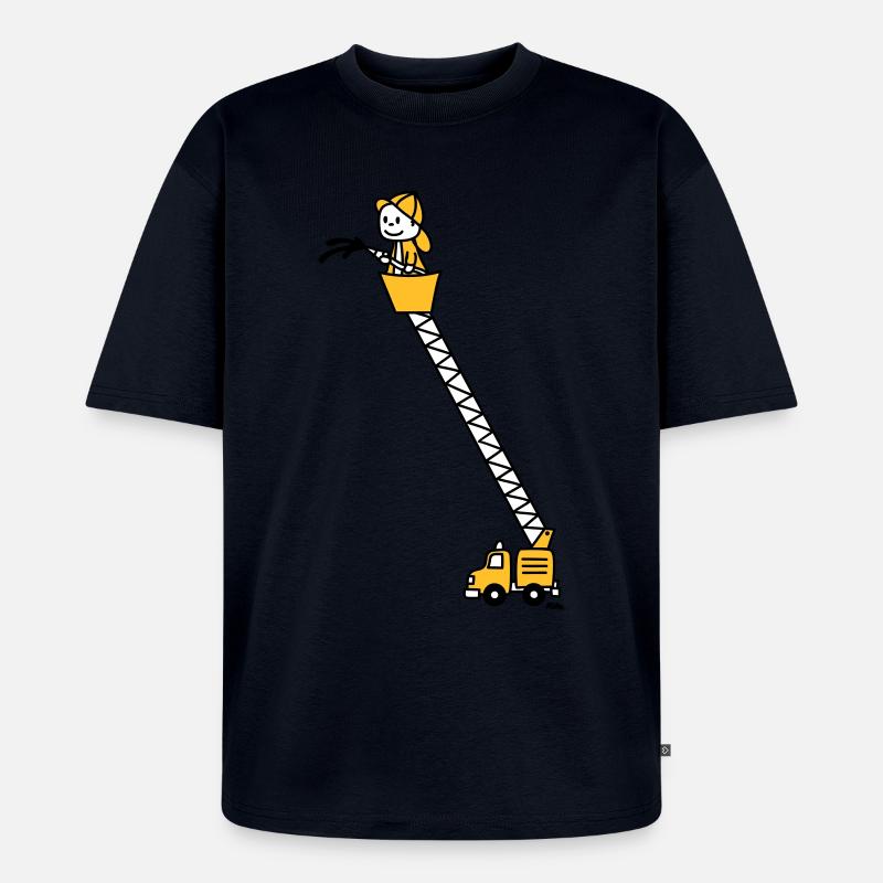 Feuerwehrmann mit Feuerwehrauto (c) - Unisex Premium Oversized Bio T-Shirt - Navy