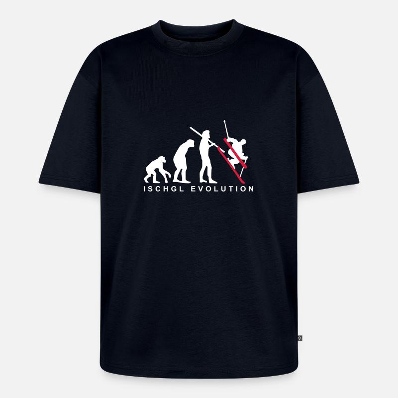 Ischgl Evolution Ski - Unisex Premium Oversized Bio T-Shirt - Navy